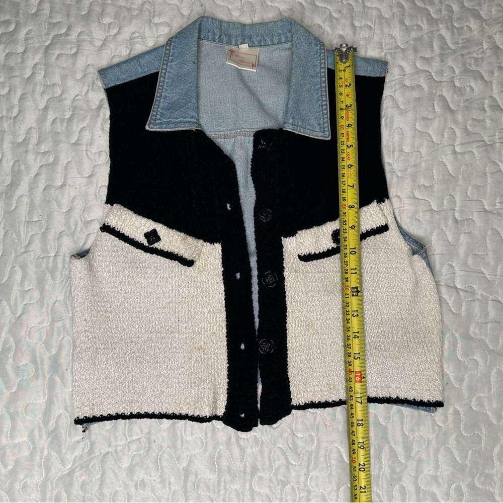 Vintage 90s Romeo Romeo Bouclé & Denim Vest – Western Y2K Aesthetic Size M - Picture 9 of 14